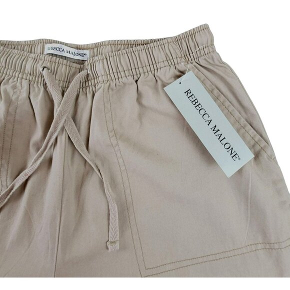 Rebecca Malone Womens Capri Pants Size Small Oxford Tan Elastic Waist NWT JH1460 - Picture 3 of 4